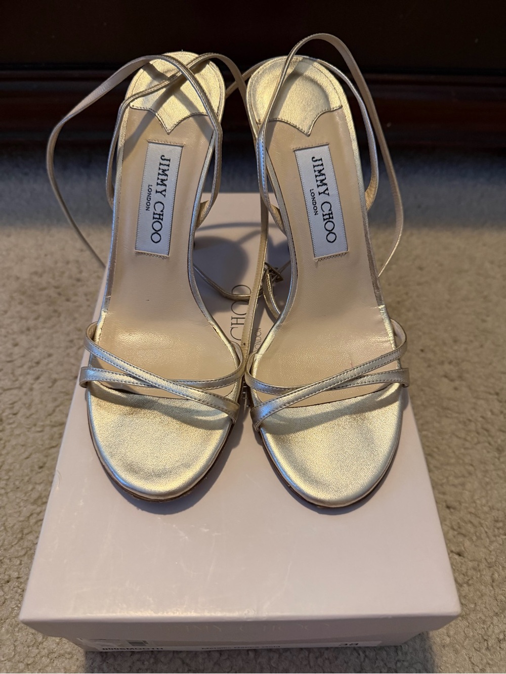 Jimmy Choo Gold Strappy High Heels
